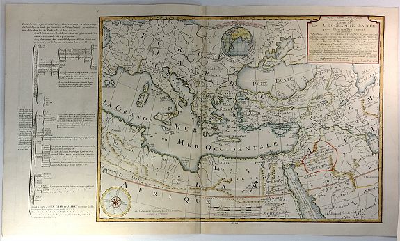 MOULART-SANSON, P., Orbis Bibliis Sacris Cognitus Seu Geographia Sacra: Carte de la Geographie Sacree pour l’Ancien Testament. , antique map, old maps