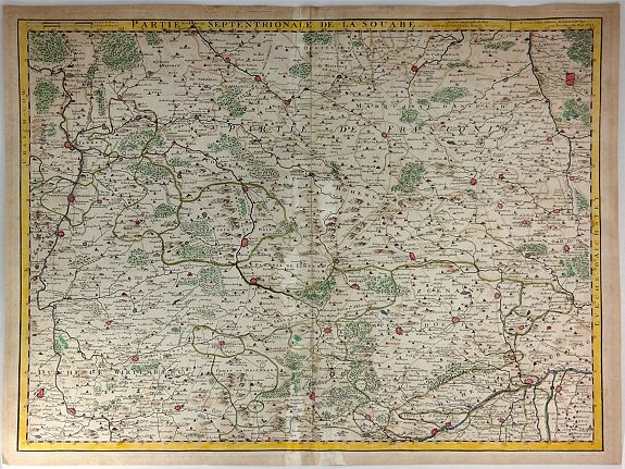 DELISLE, G., Partie Septentrionale de la Souabe., antique map, old maps