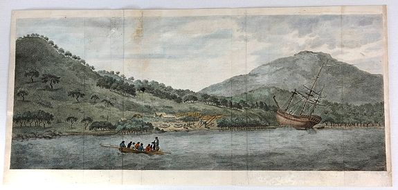 COOK, J., A View of the Endeavour River, on the coast of New Holland ..., antique map, old maps