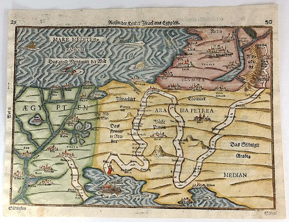 BUNTING, H., Reisen der Kinder von Israel aus Egypten, antique map, old maps