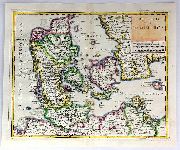 ALBRIZZI, G. , Regno Di Danimarca., antique map, old maps