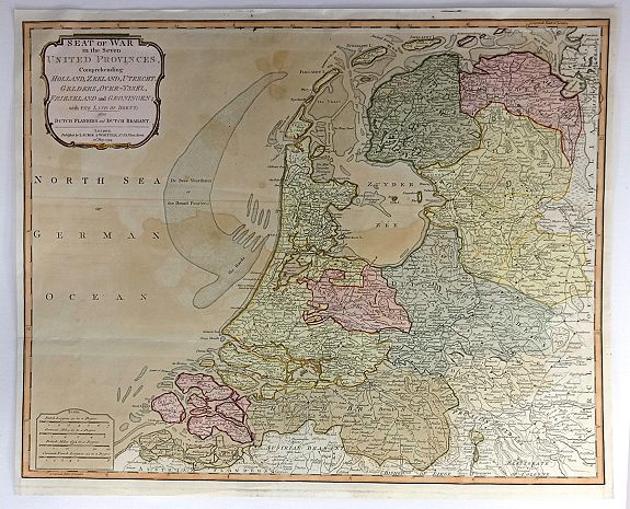 LAURIE & WHITTLE., Seat of War in the Seven United Provinces, Comprehending Holland, Zeeland, Utrecht, Gelders, Over-Yssel, Frieseland and Groningen; with the Land of Drant; also Dutch Flanders and Dutch Brabant, antique map, old maps