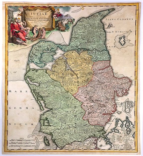 HOMANN, J., Tabula Generalis Iutiae., antique map, old maps