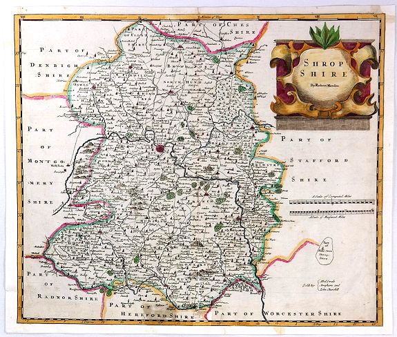 MORDEN, R., Shropshire By Robert Morden., antique map, old maps