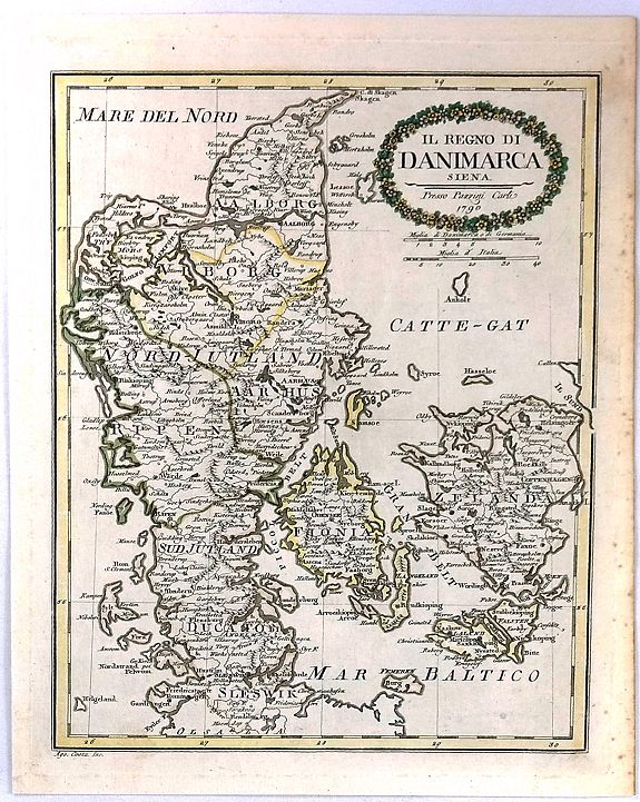 CARLI, P., Il Regno Di Danimarca., antique map, old maps