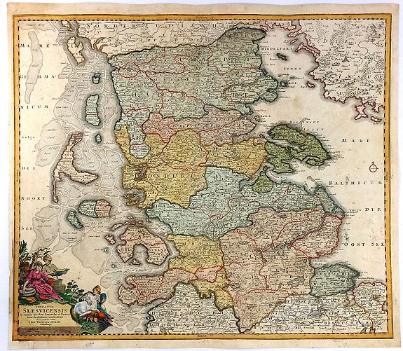 HOMANN, J.,, Ducatus Slesvicensis ..., antique map, old maps