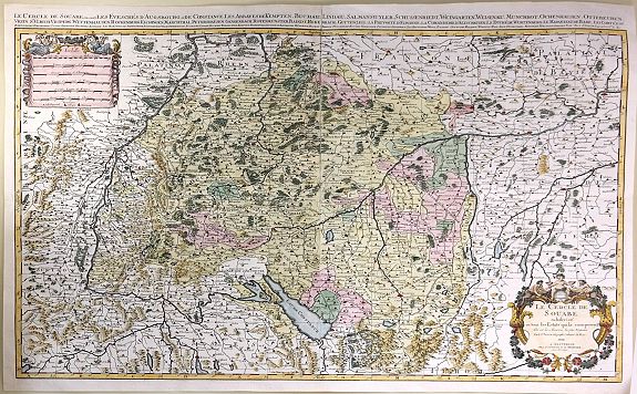 J. COVENS / C. MORTIER., Le Cercle de Souabe Subdivise en Tous les Etats..., antique map, old maps