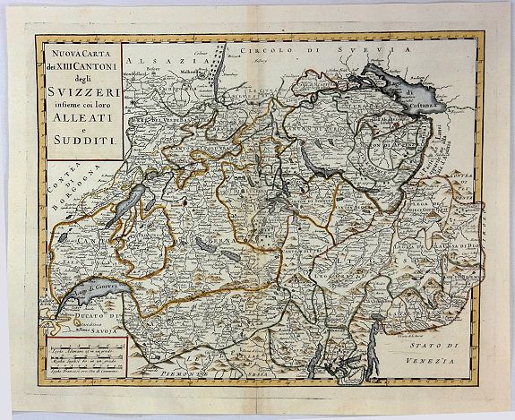 ALBRIZZI, G., Nuova Carta dei XIII Cantoni degli Svizzeri infieme coi loro Alleati e Sudditi., antique map, old maps