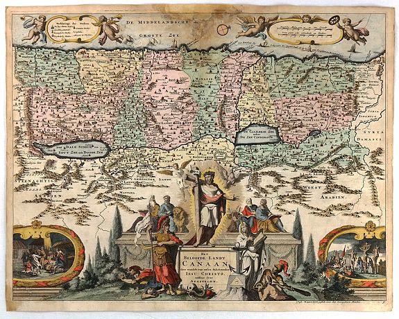 STOOPENDAAL, D., Het Beloofde Landt Canaan Door Wandelt van Onsen Salichmaaker Jesu Christo Nessens Syne Apostelen., antique map, old maps
