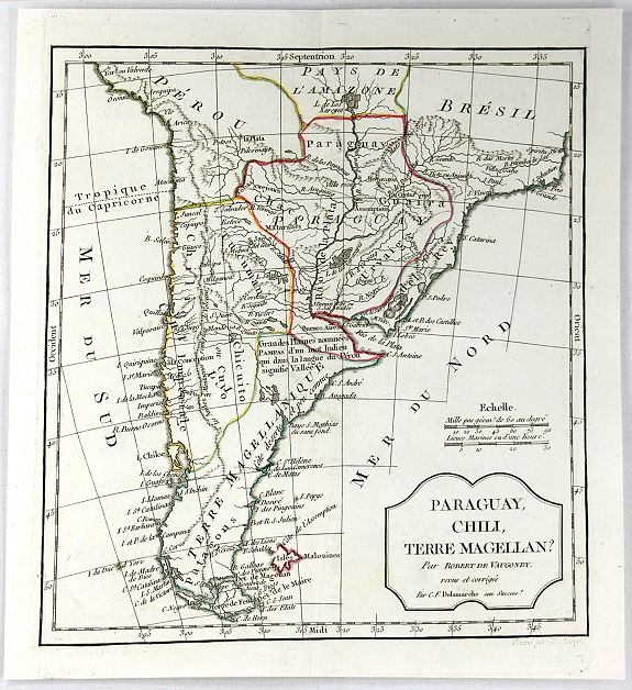 VAUGONDY / DELAMARCHE., Paraguay, Chili, Terre Magellan. . ., antique map, old maps