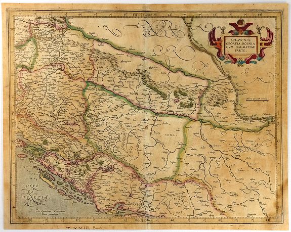 MERCATOR, G., / HONDIUS, J.,, Sclavonia, Croatia, Bosnia cum Dalmatiae Parte. . ., antique map, old maps