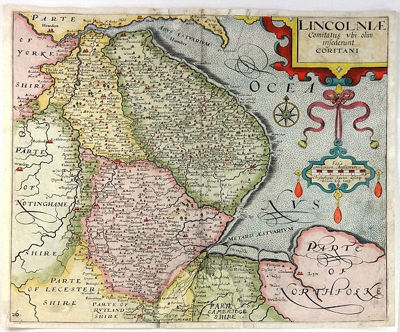 KIP, W., / HOLE, W., Lincolniae Comitatus Ubi Olim Insederunt Coritani., antique map, old maps