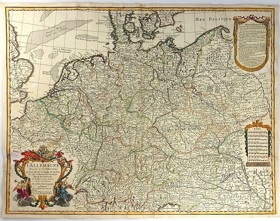 DELISLE, G., L’ALLEMAGNE, Dresse sur les Observations de Tycho Brahe, de Kepler, de Snellius…., antique map, old maps