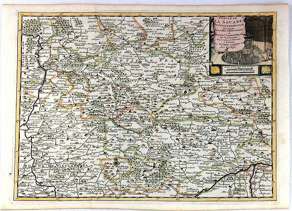 VAN DER AA, P., Cercle de la Souabe Septentrionale., antique map, old maps