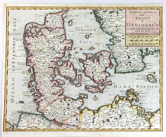 ALBRIZZI, G.B., Carta Nuova del Regno di Danimarca., antique map, old maps