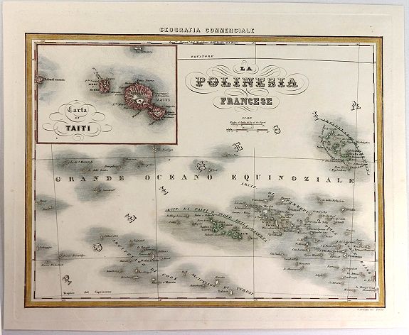 MARMOCCHI, F., La Polinesia Francese., antique map, old maps