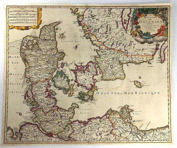 VALCK, G., Le Royaume de Danemark Subdivisé en ses Principales Provinces…, antique map, old maps