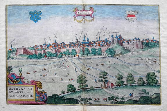 BRAUN, G. & HOGENBERG, F., Bethunae urbis Artesiae Genvina Descrip., antique map, old maps