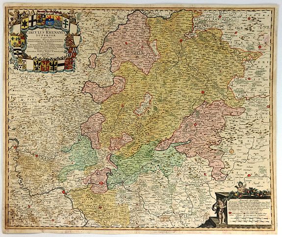HOMANN HEIRS., S.R.I. Cirulus Rhenanus Superior., antique map, old maps