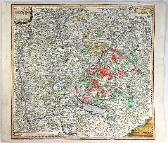 HOMANN HEIRS., Circuli Sueviae Mappa..., antique map, old maps
