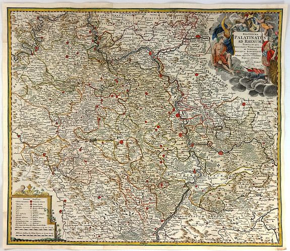 HOMANN HEIRS., Exactissima Palatinatis ad Rhenum., antique map, old maps