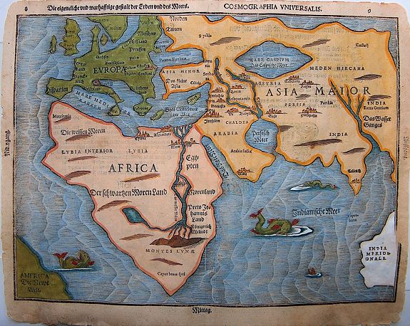 BÜNTING, H., Die eigentliche und wahrafftige Gestalt der Erden und des Meers, antique map, old maps