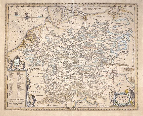 JANSSONIUS, J., Germaniae Veteris Nova Descriptio., antique map, old maps
