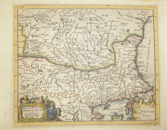 Philip Cluverius - John Senex, Daciarum Moesiarum et Thraciae Vetus et Nova Descriptio., antique map, old maps