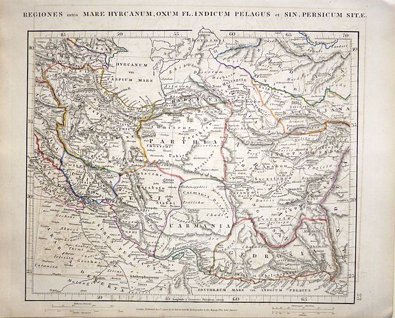 ARROWSMITH, Aaron and Samuel, Regiones intra Mare Hyrcancum, Oxum FL. Indicum Pelagus et Sin. Persicum Sitae., antique map, old maps