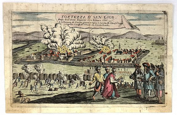 ANONYMOUS, Fortezza d' San Giob Presa dell'Armi Imperiali li 12 Febraro 1686., antique map, old maps