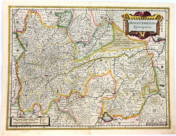 BLAEU, W., Monasteriensis Episcopatus., antique map, old maps