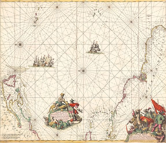 DE WIT, F., Terra Nova, ac Maris Tractus circa Novam Franciam, Angliam, Belgium, Venezuelam Novam Andalusiam, Guianam et Brasiliam..., antique map, old maps