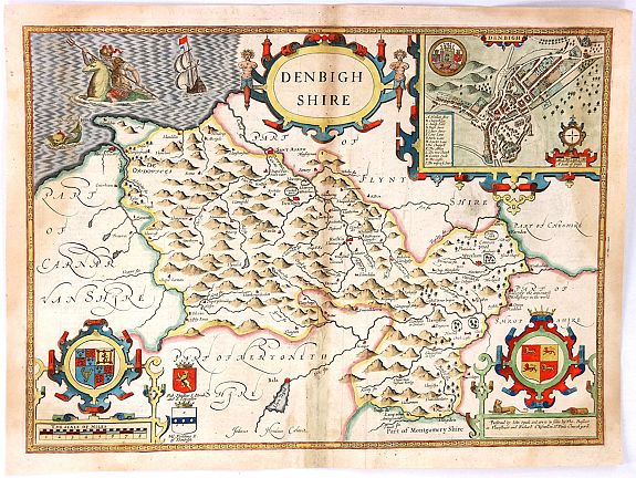 SPEED, J., Denbighshire, antique map, old maps