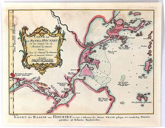 BELLIN, J., Carte de la Baye d'Hocsieu et des Entrees de la Riviere de Chang Situes dans la Province de Fokyen…, antique map, old maps