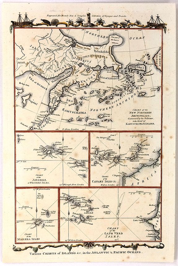 CONDER, T., Various Charts of Islands & c, in the Atlantic & Pacific Oceans , antique map, old maps