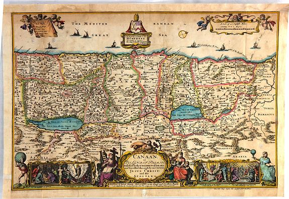 VISSCHER, N., Canaan, or The Land of Promise, Possessed by the Children of Israel and Travelled through by our Saviour Jesus Christ; and His Apostles, antique map, old maps