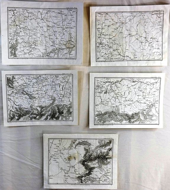 TARDIEU, A.,, (5 Maps) from “Precis des Evenemens Militares”, antique map, old maps