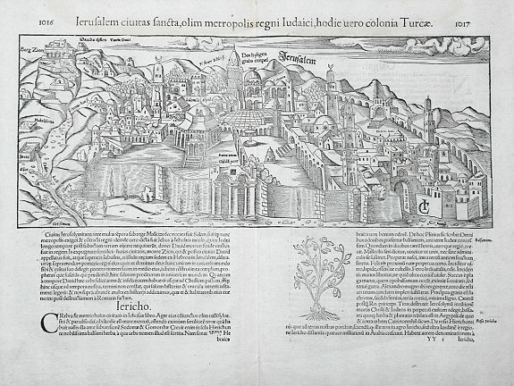 MÜNSTER, S., Ierusalem ciuitas sancta, olim metropolis regni iudaici, hodie uero colonia Turcae., antique map, old maps