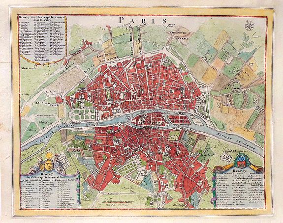 DE FER, N., PARIS, antique map, old maps