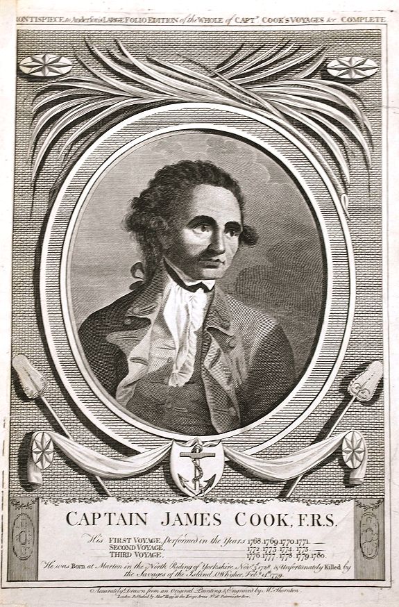 HOGG, A., Frontispiece to Anderson's Large Folio Edition of the Whole of Captn Cook's Voyages &c. Complete., antique map, old maps