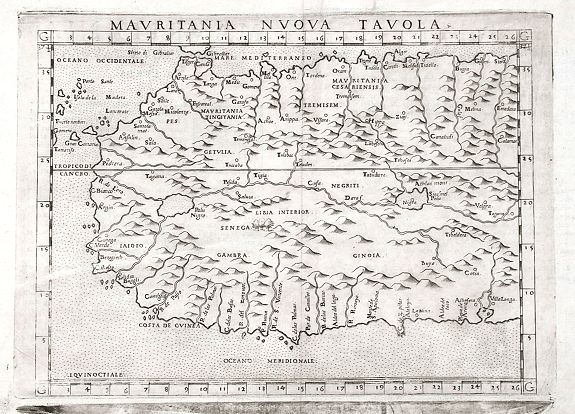 RUSCELLI, G., Mauritania Nuova Tavola, antique map, old maps