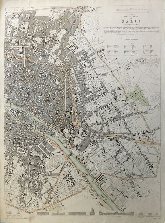 Society for the Diffusion of Useful Knowledge , Eastern Division of Paris SDUK , antique map, old maps