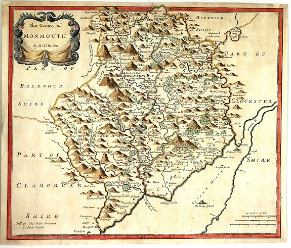 MORDEN, R., The County of Monmouth, antique map, old maps