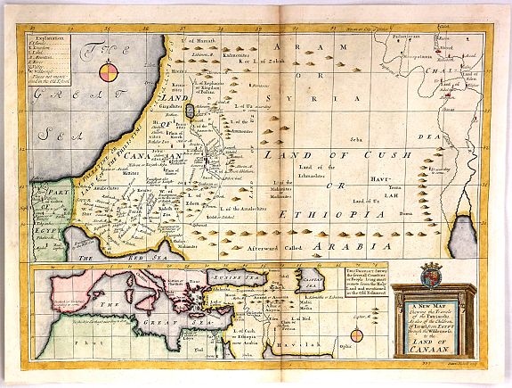 WELLS, E., A New Map Shewing the Travels of the Patriarchs., antique map, old maps