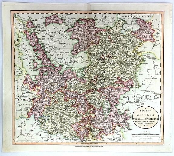 CARY, J., A New Map of the Circles of the Upper and Lower Rhine, antique map, old maps