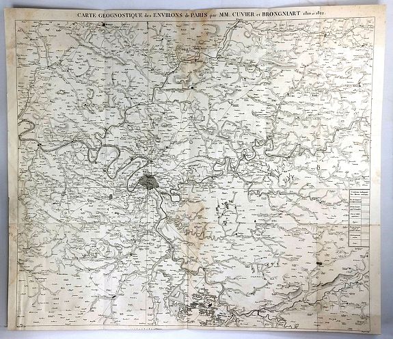 CUVIER / BRONGIART., Carte Geognostique des Environs de Paris, antique map, old maps
