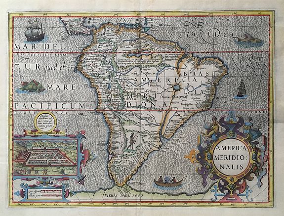 MERCATOR, G. / HONDIUS, J., America Meridionalis., antique map, old maps