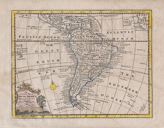 William Guthrie., An Accurate Map of South America Drawn from the best Authorities, antique map, old maps