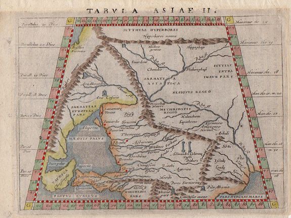 Giovanni Antonio Magini., Tabula Asiae II - A Ptolemaic map of ancient Sythia, antique map, old maps