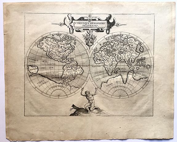 WYTFLIET, C., Utriusque Hemispherii Delineatio, antique map, old maps